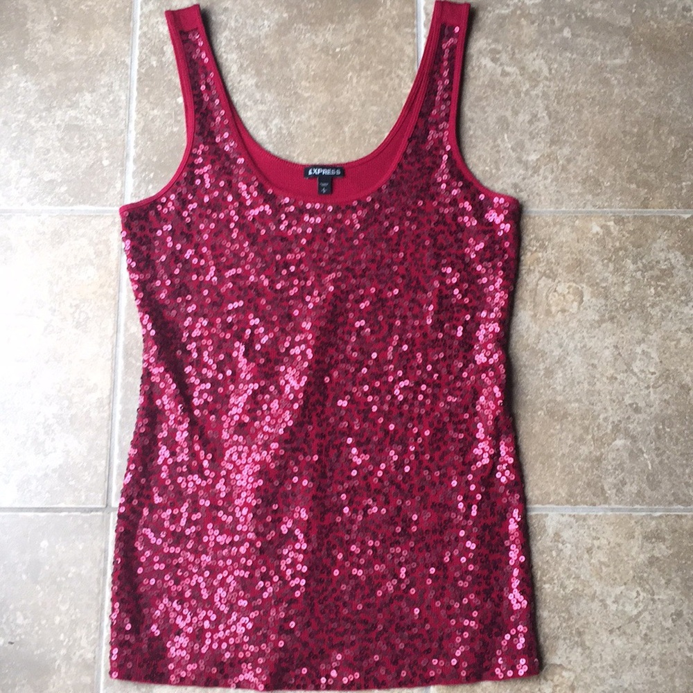 Red Express Sequin Top